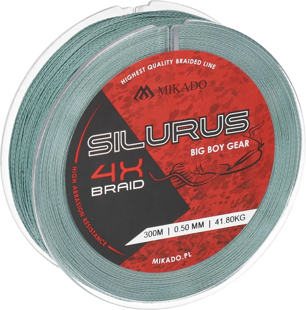Mikado pletená šňůra silurus 4x braid zelená 300 m - 0,50 mm 41,8 kg
