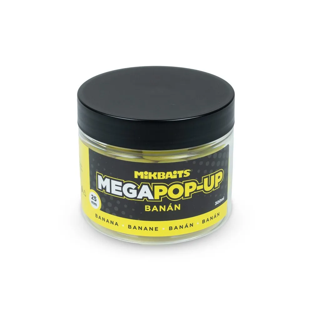 Mikbaits Plovoucí boilies Mega fluo pop-up 300ml - Banán