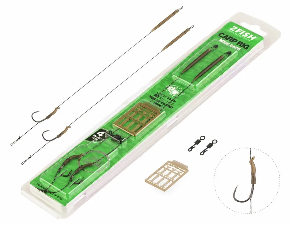 Zfish návazec wide gape carp rig 20 cm - velikost háčku 6