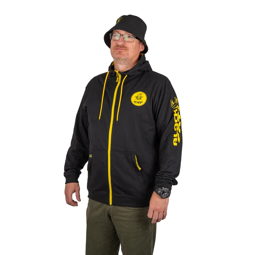 Black cat mikina black zipped hoody - m