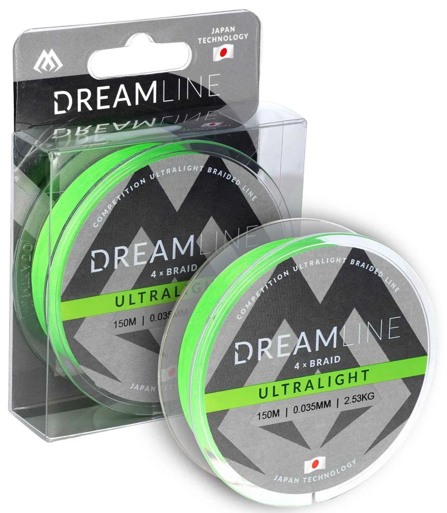 Mikado splétaná šňůra dreamline ultralight fluo zelená 150 m - 0,047 mm 3,87 kg