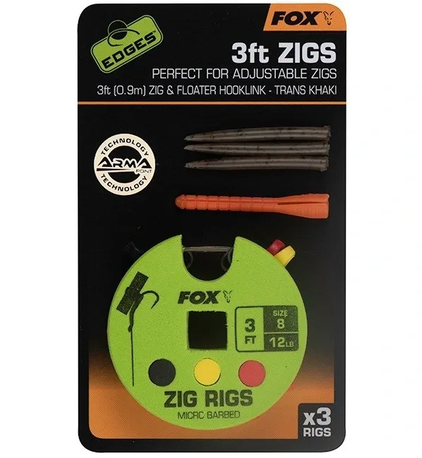 Fox Hotový Návazec Zig Rigs 3ks Délka: 3ft - 0,9m, Nosnost: 12lb, Velikost háčku: #8