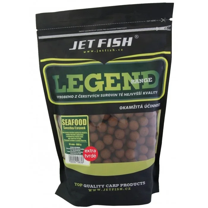 Jet Fish Boilie Extra Tvrdé Legend Range Seafood Švestka Česnek 250g Průměr: 20mm