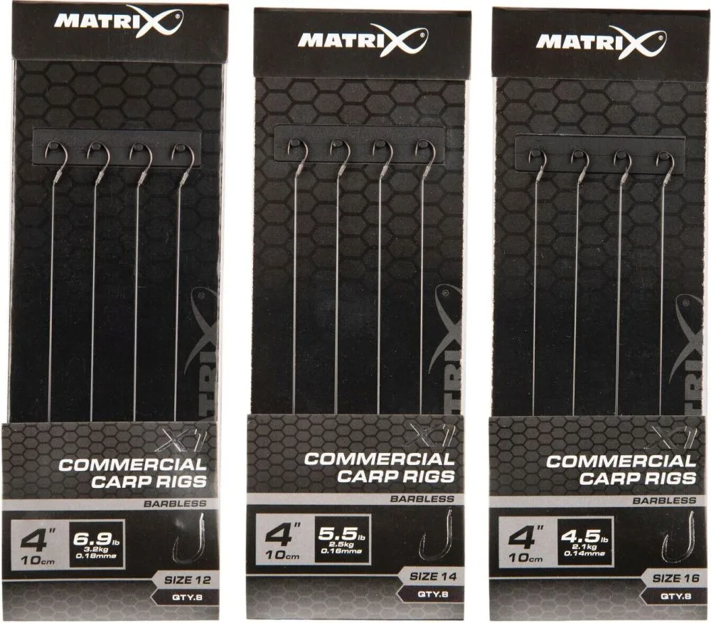 Matrix návazec x1 commercial carp rigs 10 cm - velikost háčku 16