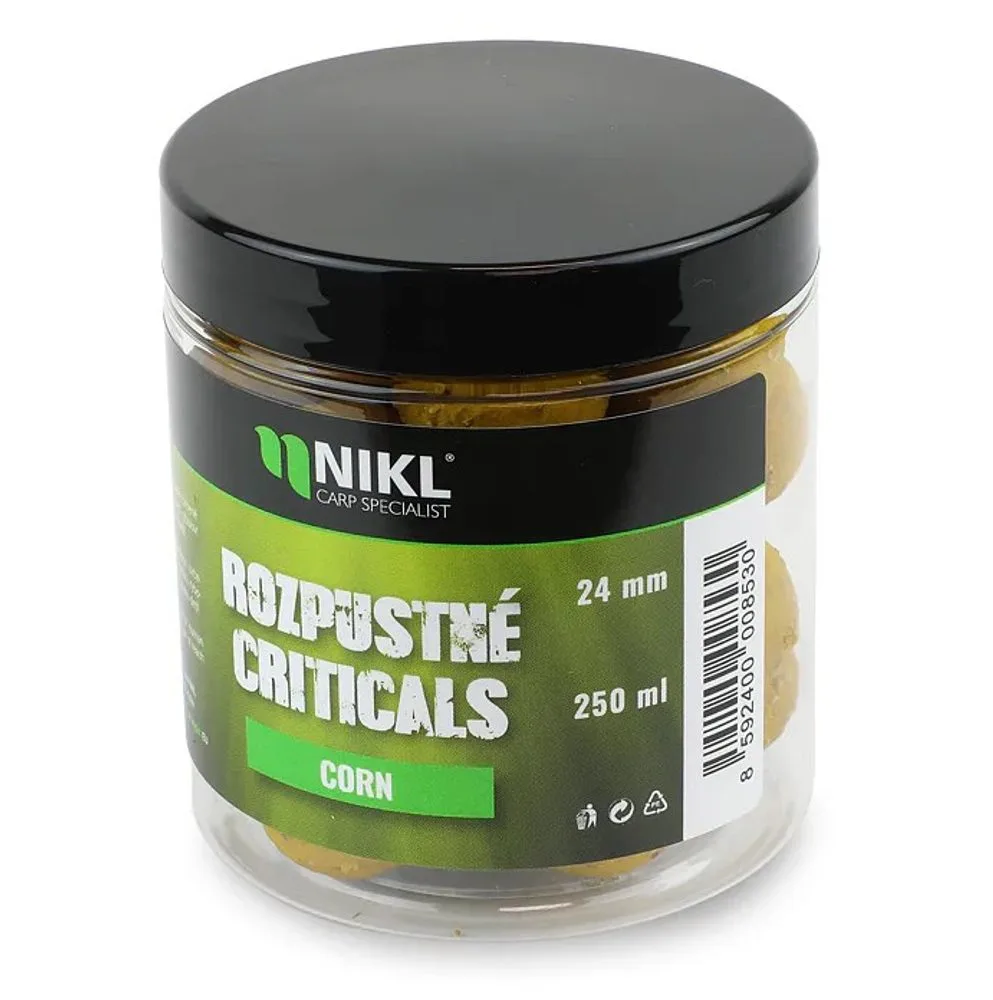 Nikl Rozpustné Criticals boilie Corn 250ml - 18mm – Karel Nikl