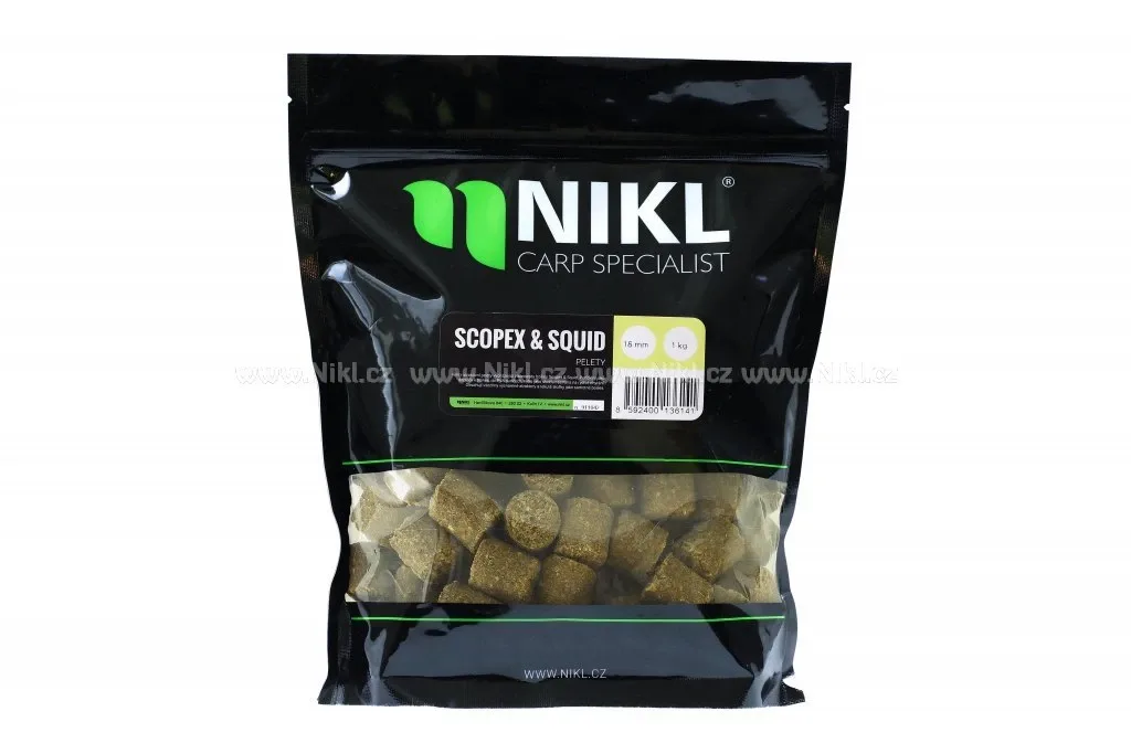 Nikl Pelety Scopex & Squid Varianta: S Dírkou, Hmotnost: 1kg, Průměr: 18mm