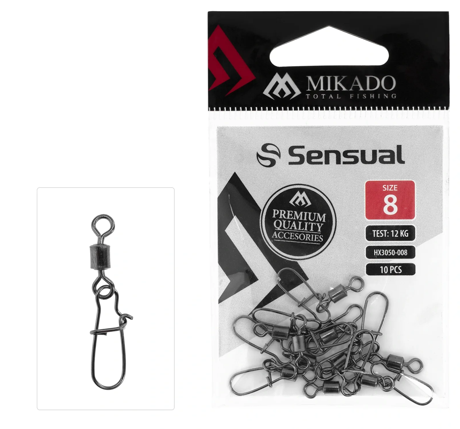Mikado Obratlík s Karabinou Roller Swivel With Fastlock Snap Nosnost: 25kg, Počet kusů: 5ks, Velikost: #4