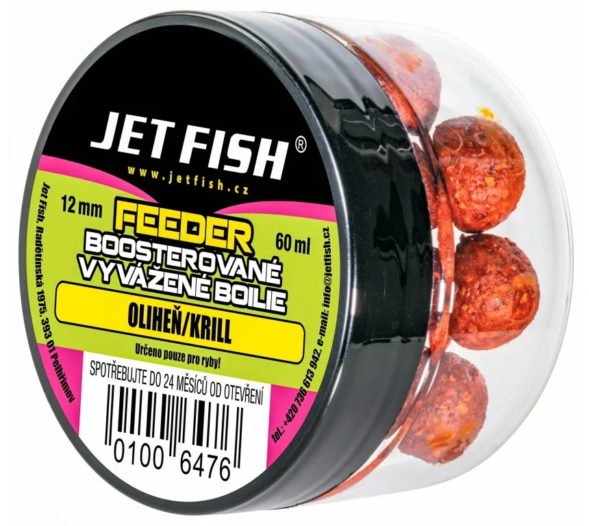 Jet fish boosterované vyvážené boilie 12 mm 60 ml - oliheň krill