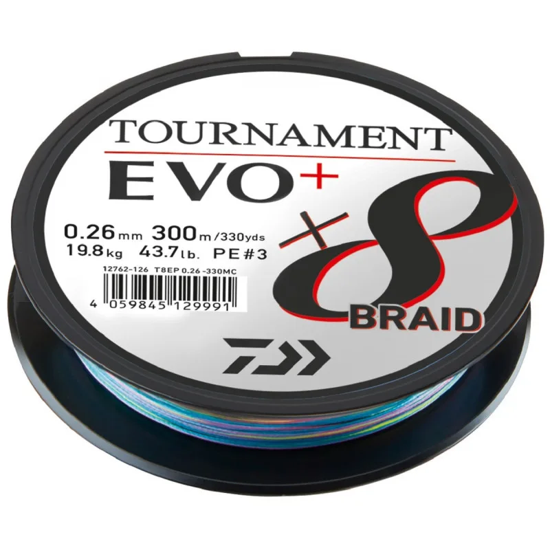 Daiwa splétaná šňůra evo+ multi color 300 m - 0,20 mm 18 kg