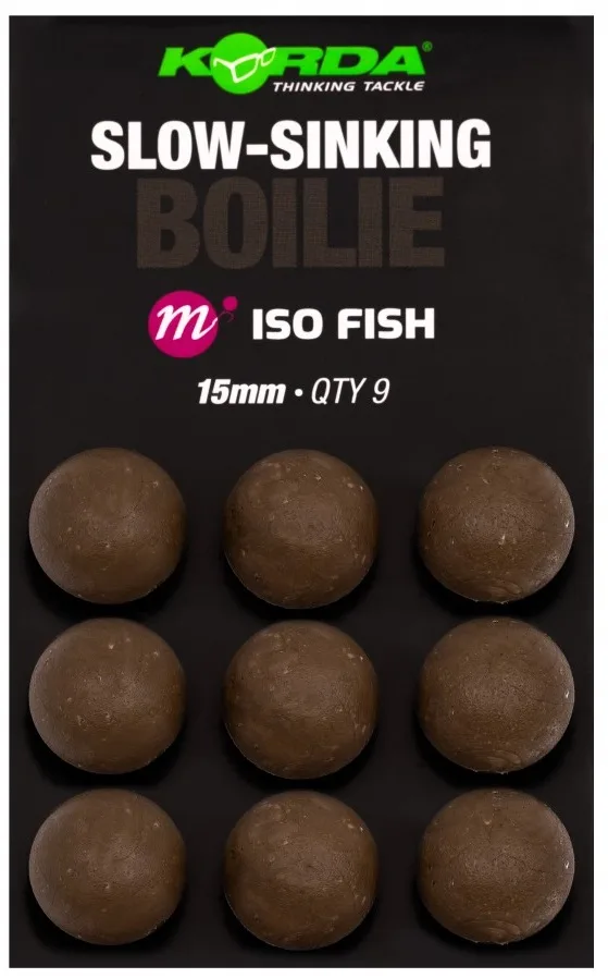 Korda umělé boilie slow sinking boilie iso fish - 15 mm 9 ks