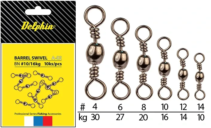 Delphin Karabina s Obratlíkem Barrel Swivel A-02/10ks Nosnost: 20kg, Velikost: #8