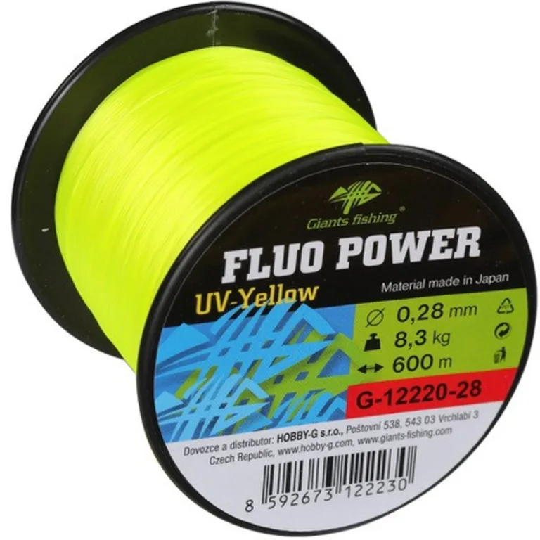 Giants fishing Vlasec Fluo Power UV-Yellow 600m - 0,26mm/7,1kg