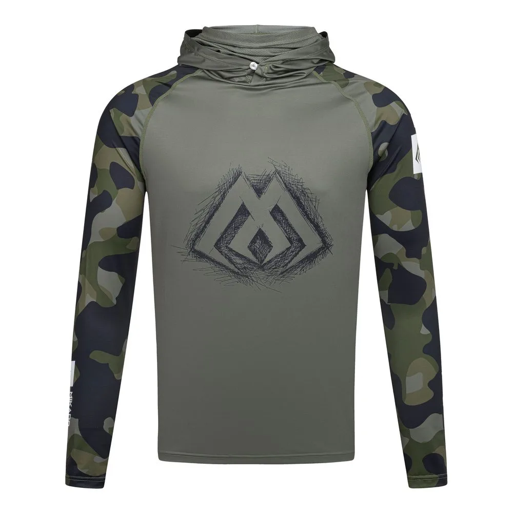 Mikado Rybářská Mikina s kapucí a nákrčníkem s UPF filtrem Green Camo - XL