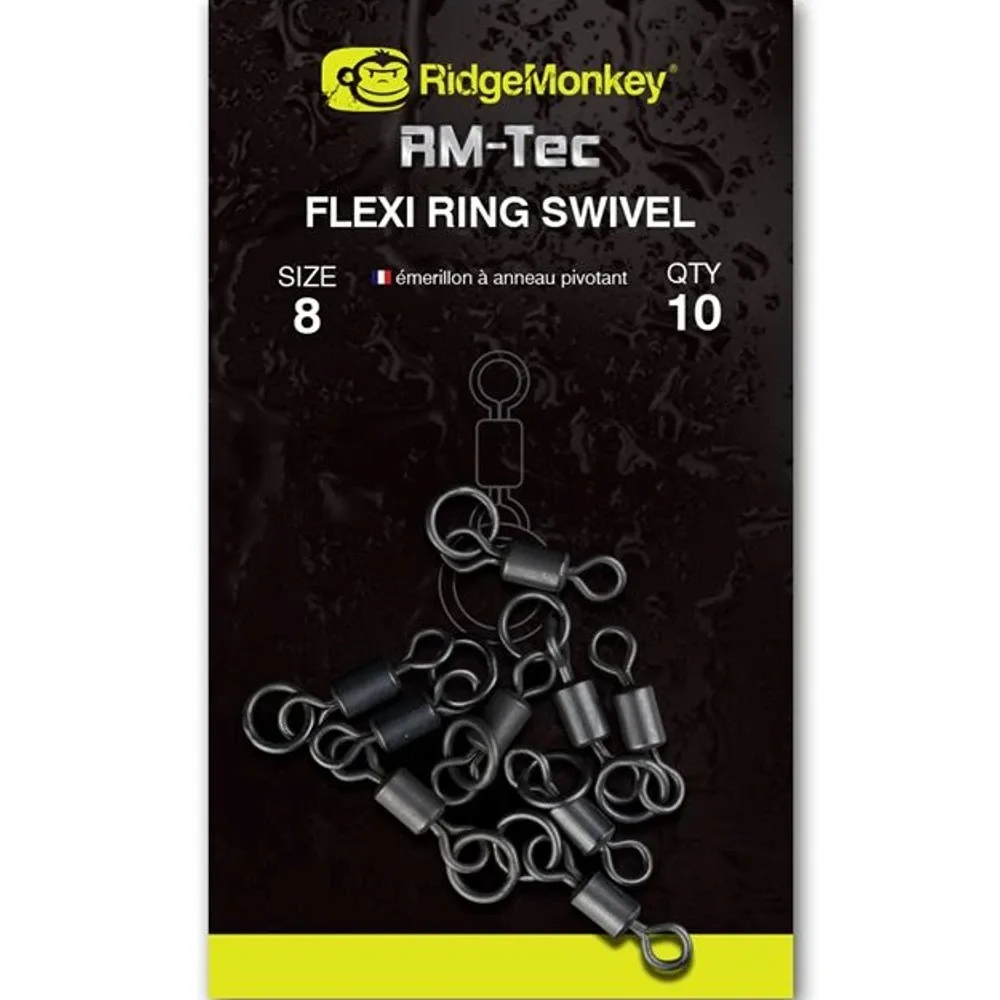 RidgeMonkey Obratlík RM-Tec Flexi Ring Swivel 10ks Velikost: 8