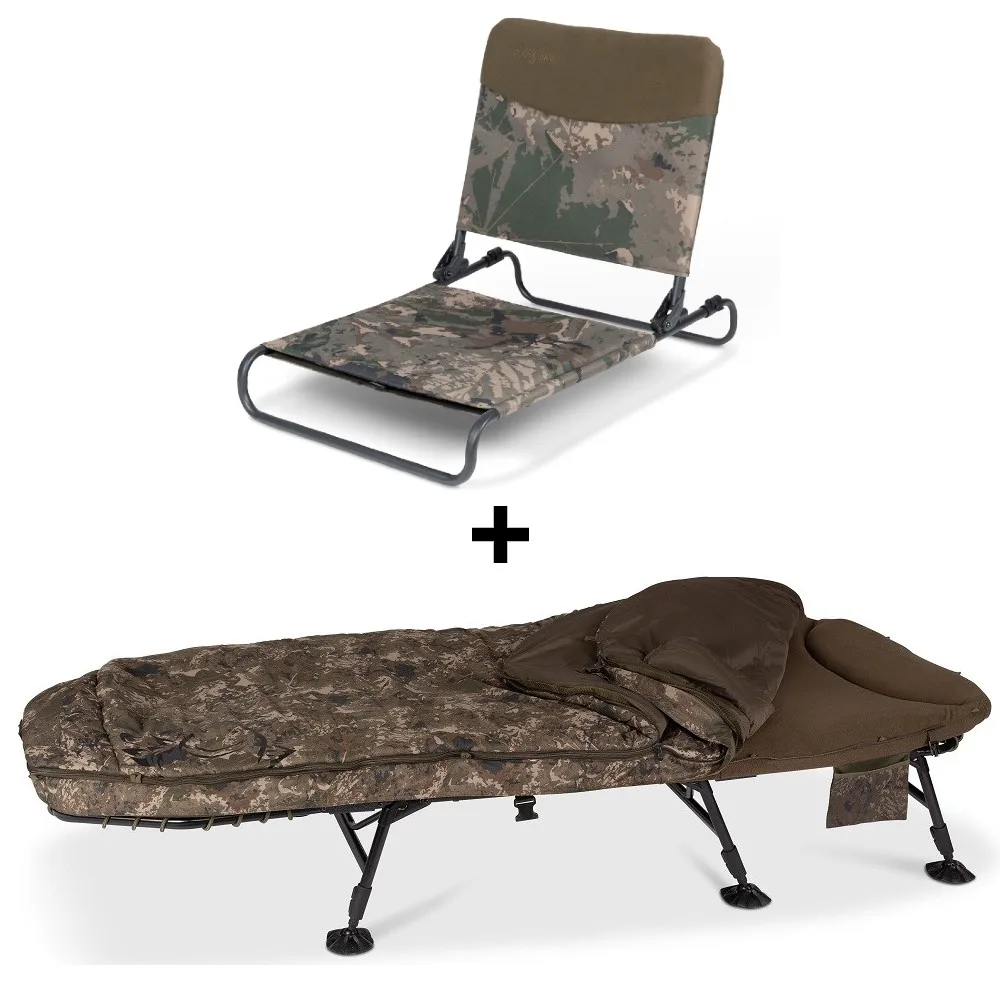 Nash lehátko se spacákem mf60 indulgence ss3 5 season mk ii + křeslo na lehátko indulgence bedchair seat camo
