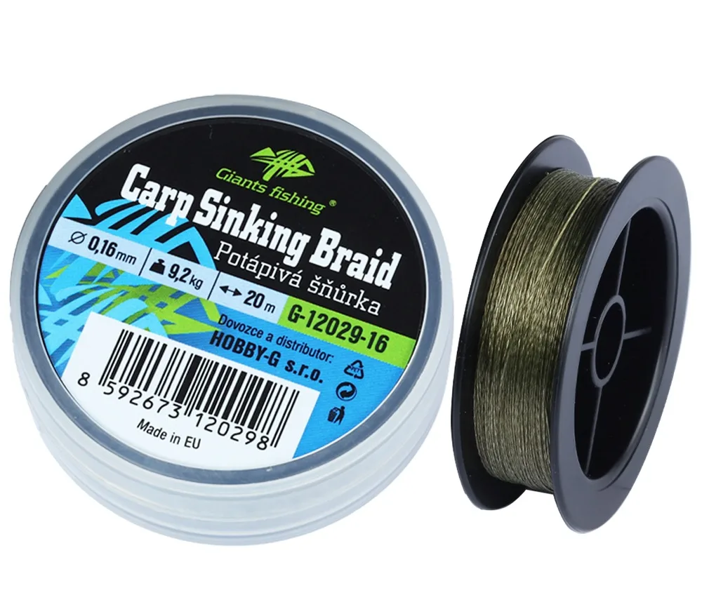 Giants fishing potápivá splétaná šňůra carp sinking braid 20 m - 0,20 mm 12,6 kg