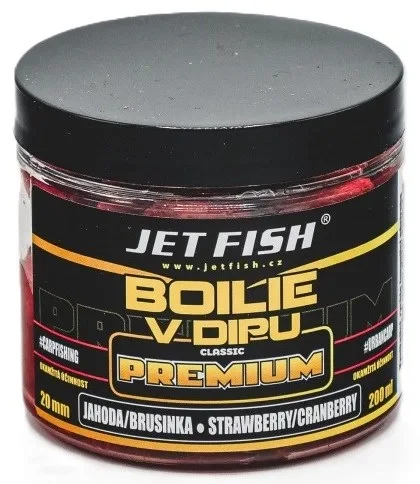 Jet Fish Boilie V Dipu Premium Classic Jahoda Brusinka 200ml Průměr: 20mm