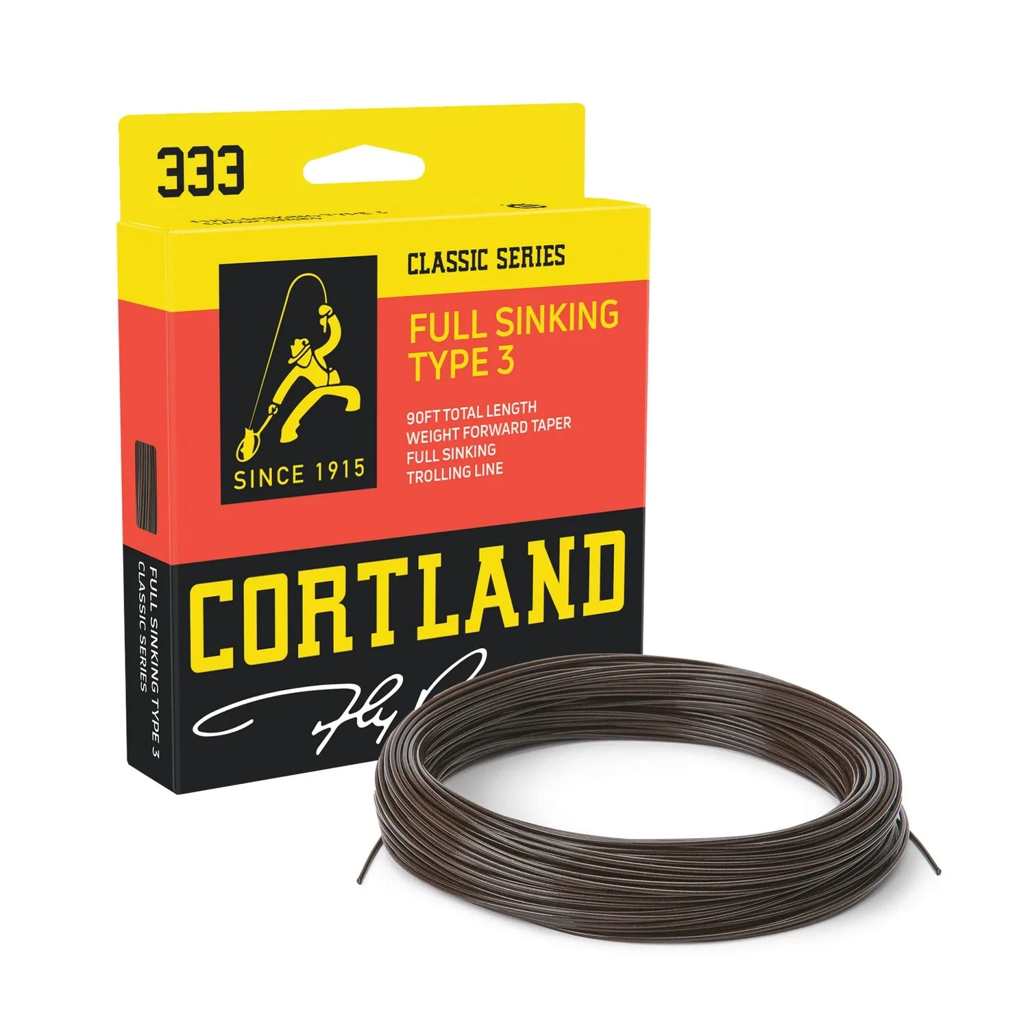 Cortland Muškařská Šňůra 333 Classic Full Sinking Type 3 Brown Fresh Salt 90 ft Aftma: #6