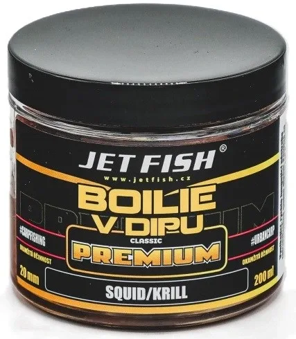 Jet Fish Boilie V Dipu Premium Classic Squid Krill 200ml Průměr: 20mm