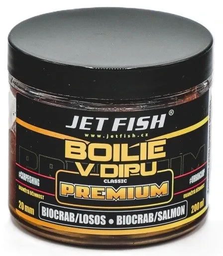 Jet Fish Boilie V Dipu Premium Classic Biocrab Losos 200ml Průměr: 20mm