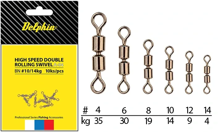Delphin Obratlík Hi Speed Double Rolling Swivel Nosnost: 14kg, Velikost: 10