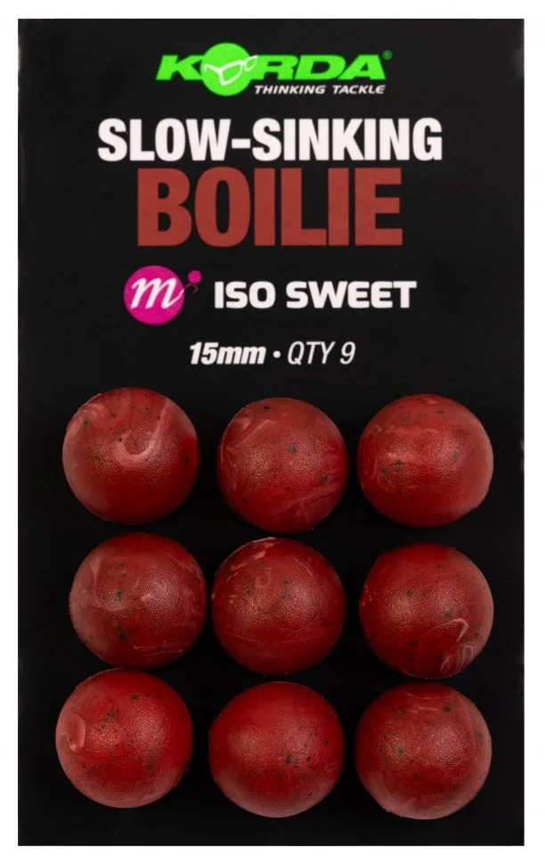 Korda umělé boilie slow sinking boilie iso sweet - 15 mm 9 ks