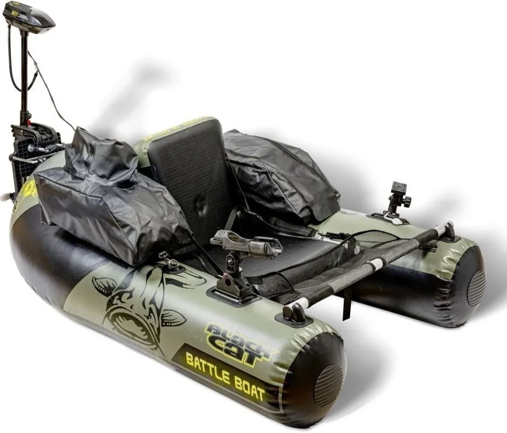 Black Cat Belly boat + Elektromotor Battle Boat Set 170 cm 113 cm