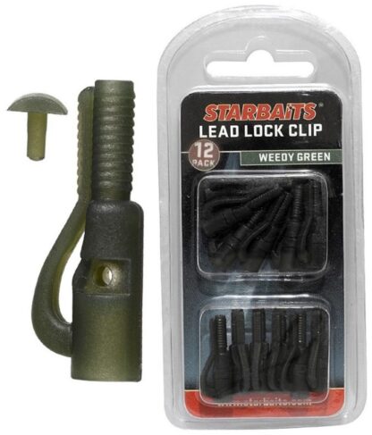 Starbaits Závěs na olovo Lead Lock Clip 12ks - zelená